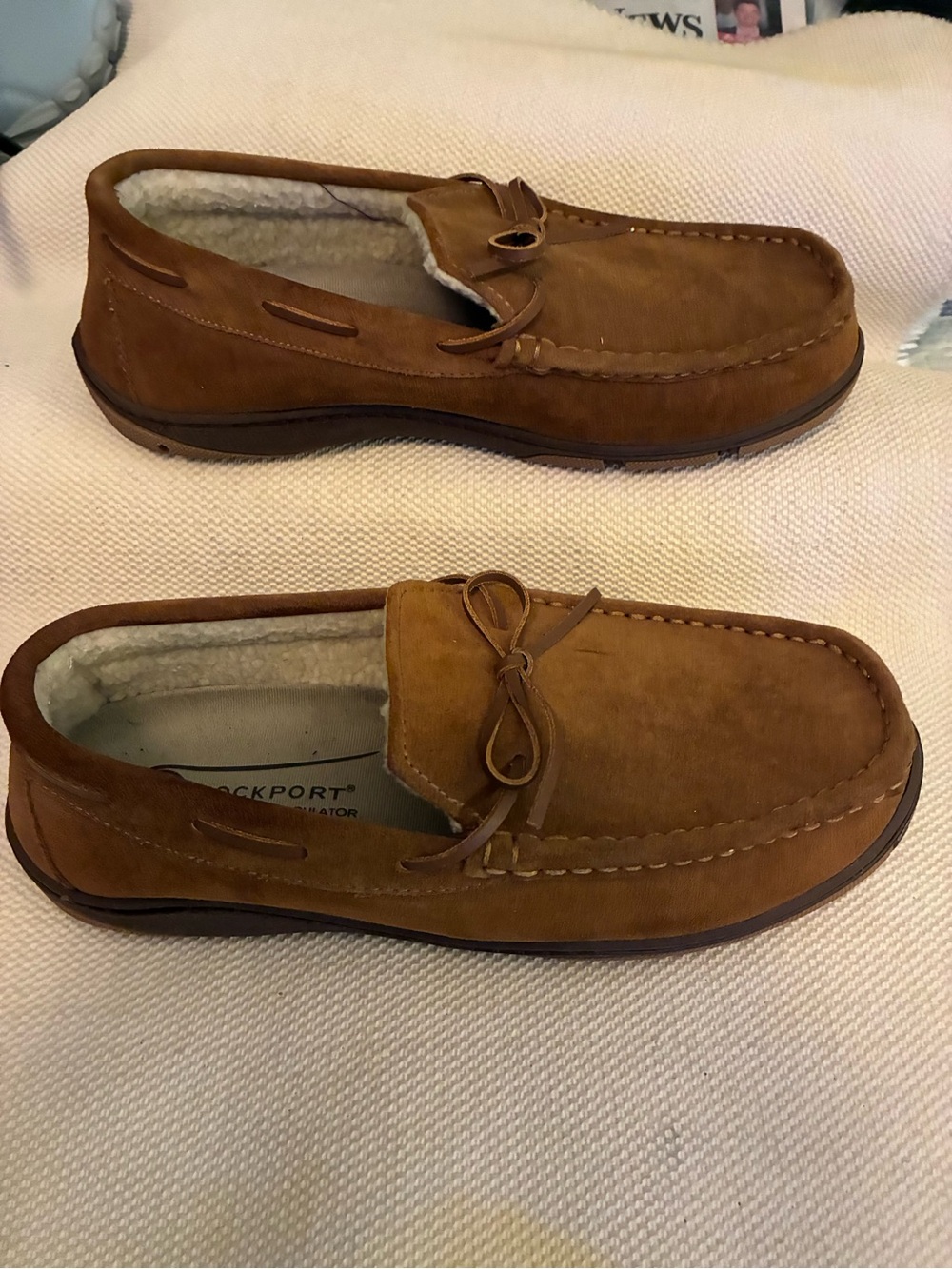 Rockport Men’s Brown Suede Slip-On Moccasin Loafers-size 11.5-12 - Picture 2 of 8